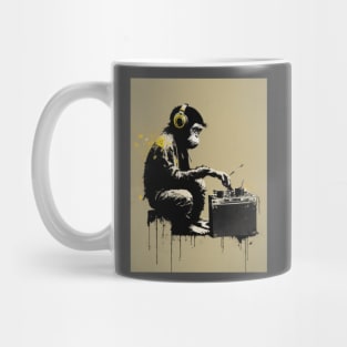 Handsome Illustration of BANKSY DJ Monkey Thinker Mug